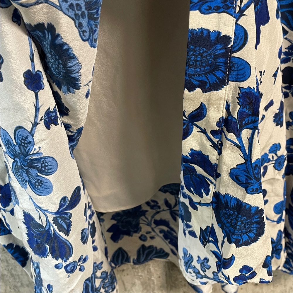LK Bennett Cream Midi Dress with Blue Floral Print - Picture 6 of 9